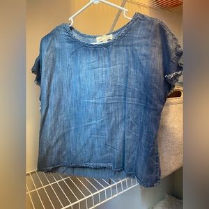 Short-Sleeve Chambray Cloth + Stone Top - Small